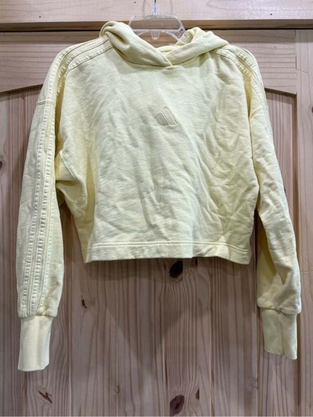adidas Women's Light Yellow Cropped Hoodie